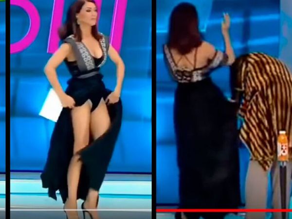 Canlı yayında örümcek girdi diyerek üstünü soydu