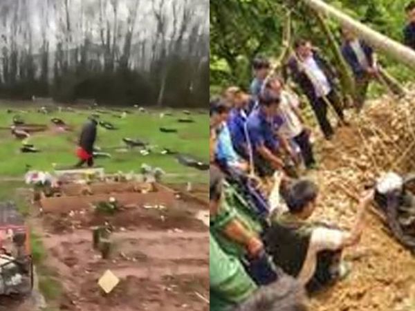 Mezarlıkta korku dolu anlar: Cenaze bir anda tabuttan fırladı