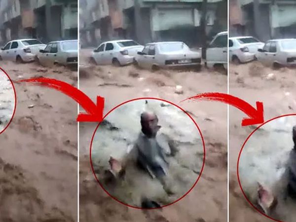 Rezilliğin de böylesi! Sel sularına kapılan adama yardım eli uzatmak yerine videoya çekti