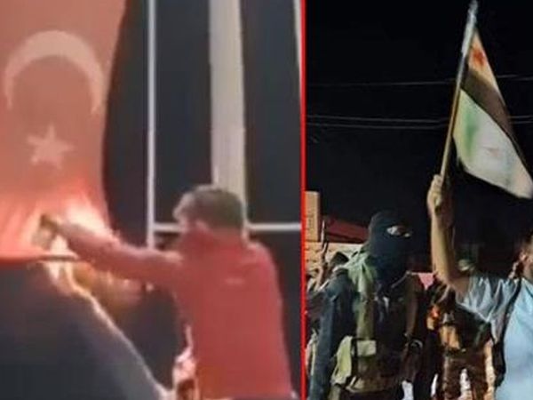 Sosyal medya bu videoyu konuşuyor! Suriyeliler Türk bayrağını yaktı