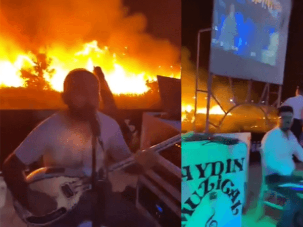 Burdur'da Bir Düğünde Çıkan Yangında Orkestra Çalmaya Devam Etti
