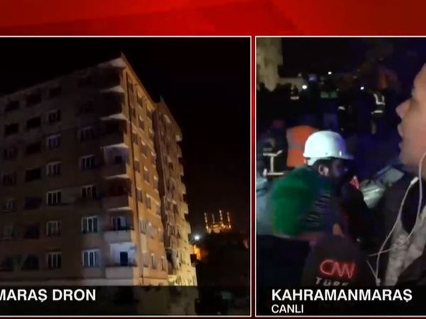 Canlı yayın sırasında depreme yakanlardılar: Hasarlı binanın çökme riski paniğe neden oldu