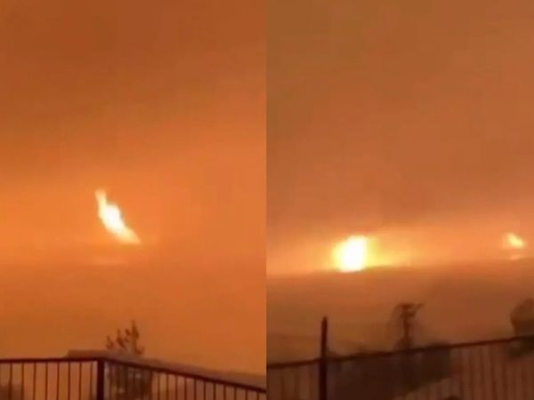 Deprem anında gölden metrelerce alevler yükseldi
