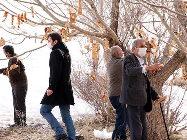 Erzurum’da Engelliler, Kuşlar İçin Ağaç Dallarını Ekmeklerle Donattı