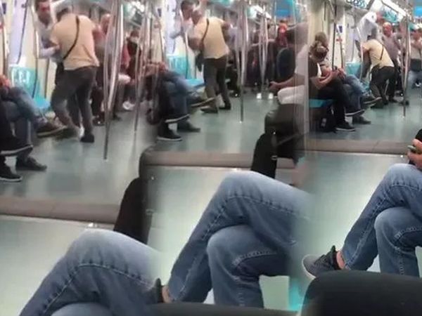İstanbul'da Marmaray ring alanına döndü! Yumruk ve teklemeler havada uçuştu!