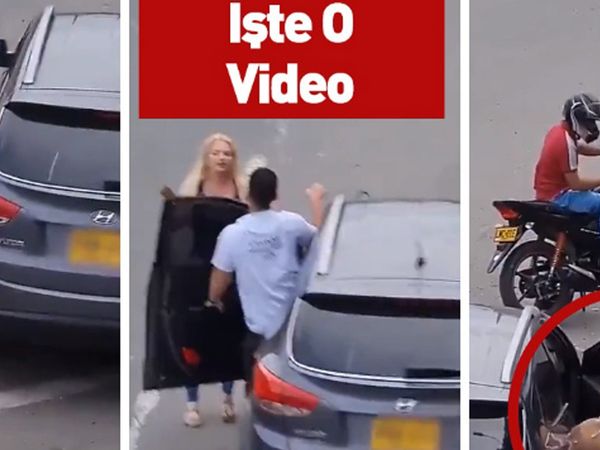 Kocasını arabada bastı!