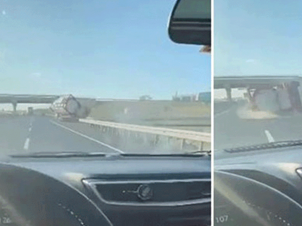 Seyir Halinde Giderken Önünde TIR Devrildi! Çarpmaktan Son Anda Kurtuldu