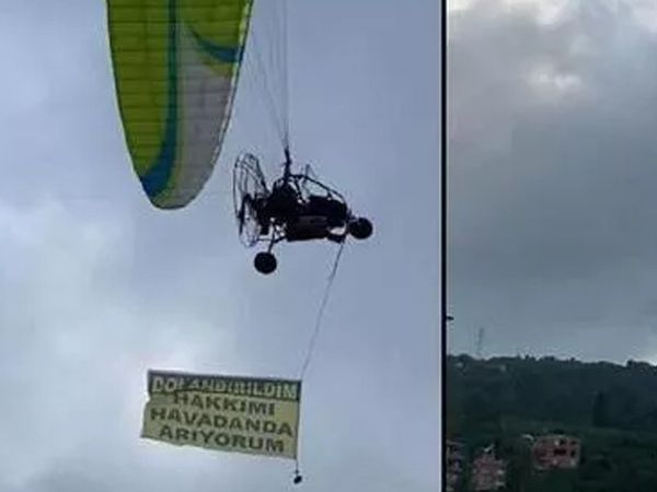 Trabzon'da Bir Kişi Hakkını Gökyüzünde Açtığı Afişle Aradı!