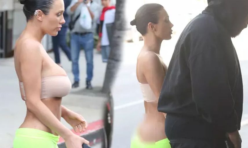 Dünyaca ünlü isim Kanye West'in eşi sınır tanımıyor: Şimdi de neon yeşil taytını yarıya kadar indirip sokakta öyle gezdi!