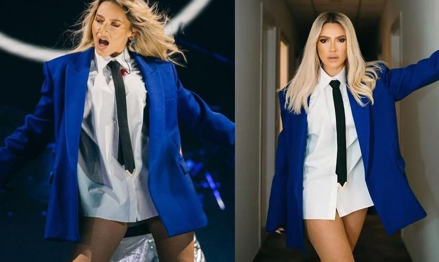 Hadise'den cesur sahne kıyafeti
