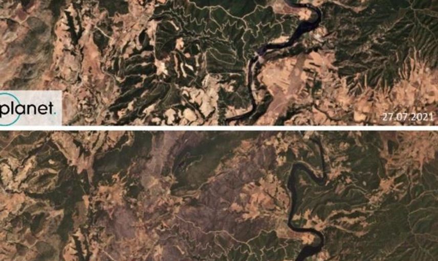 Orman Yangınlarının Tahrip Ettiği Alanların Uydu Görüntüsü Paylaşıldı
