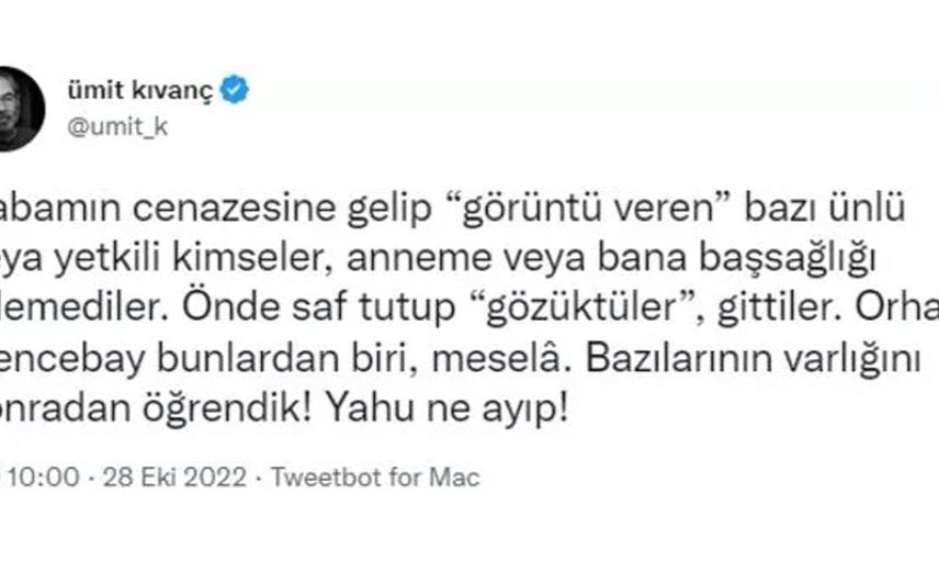Halit Kıvanç'ın oğlu Ümit Kıvanç o isimlere sitem etti! Hepsi bir şov muydu?