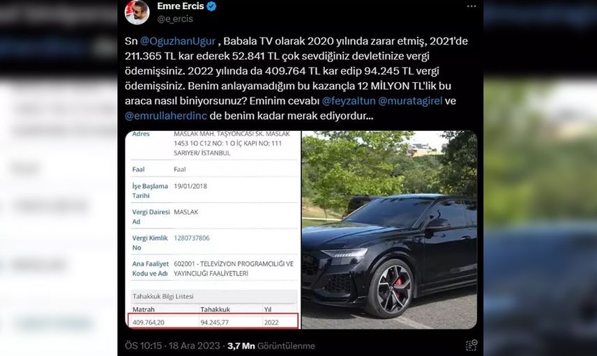 12 milyonluk aracı olay oldu! MASAK incelesin talebine Oğuzhan Uğur'dan ağır cevap: Ağzıma ölük ölük...