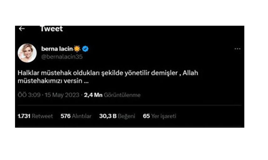 Berna Laçin'den hadsiz paylaşım! Seçimi kaybedince nereye saldıracağını şaşırdı