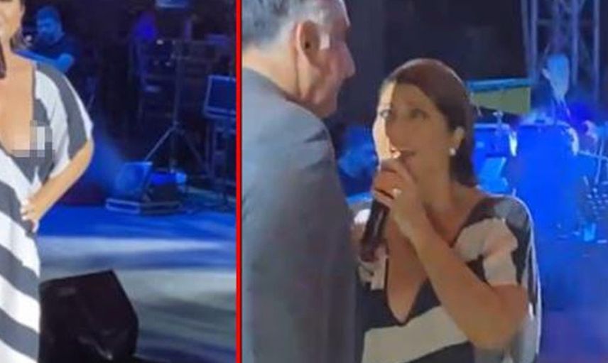 Sibel Can'ın konser sırasında elbisesi açıldı