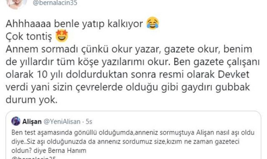 Berna Laçin ile Alişan'ın Aşı Polemiği