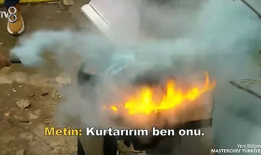MasterChef'de korku dolu anlar! Yangın çıkınca ortalık bir anda karıştı