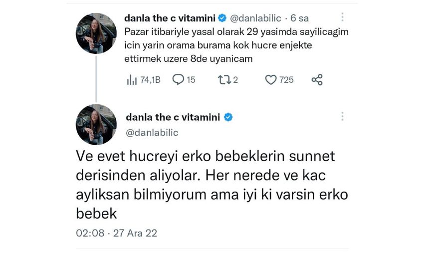 Birçok ünlüden sonra sıra Danla Bilic de! Ünlü isim de kök hücre tedavisi için o yöntemi kullanacak
