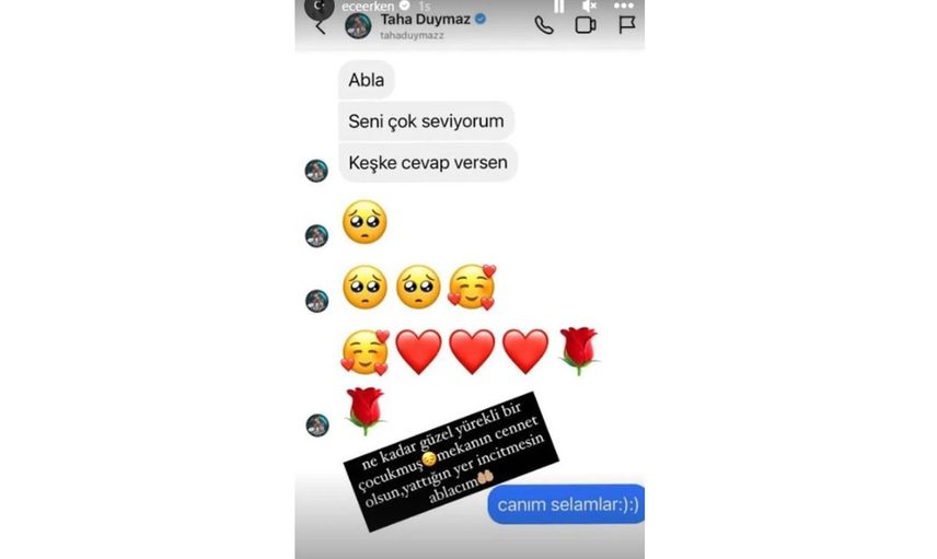 Ece Erken, depremde vefat eden Taha Duymaz'la olan son konuşmasını paylaştı