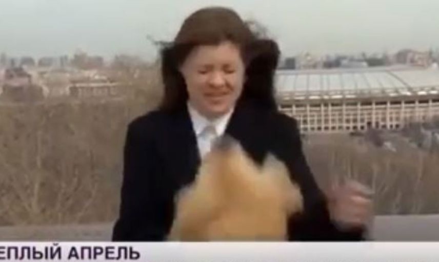 Canlı yayın sırasında mikrofonunu köpeğe kaptırdı!