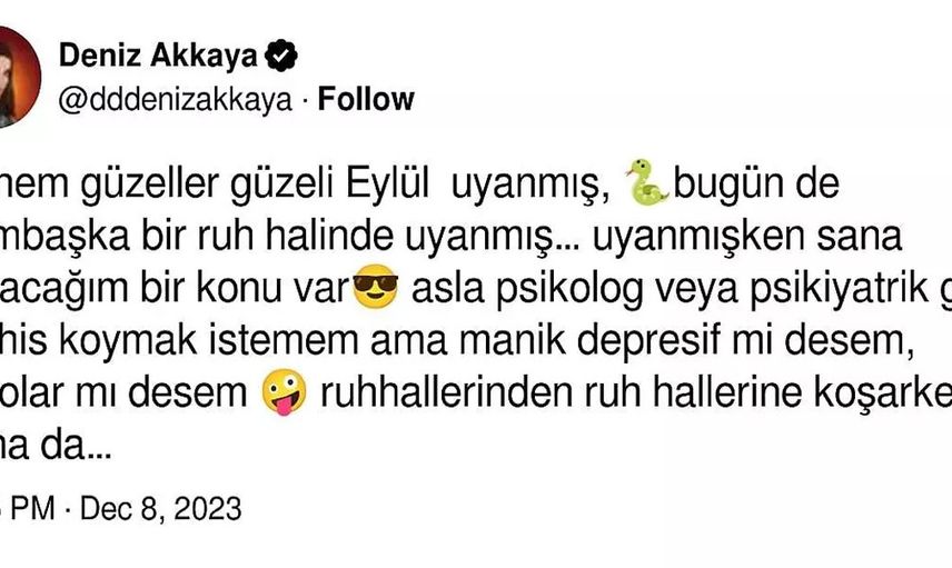 Bu yanıtın ardından çileden çıkan Deniz Akkaya, Kenan Öztürk'e Twitter'da küfürlerle dolu bir yanıt bıraktı: