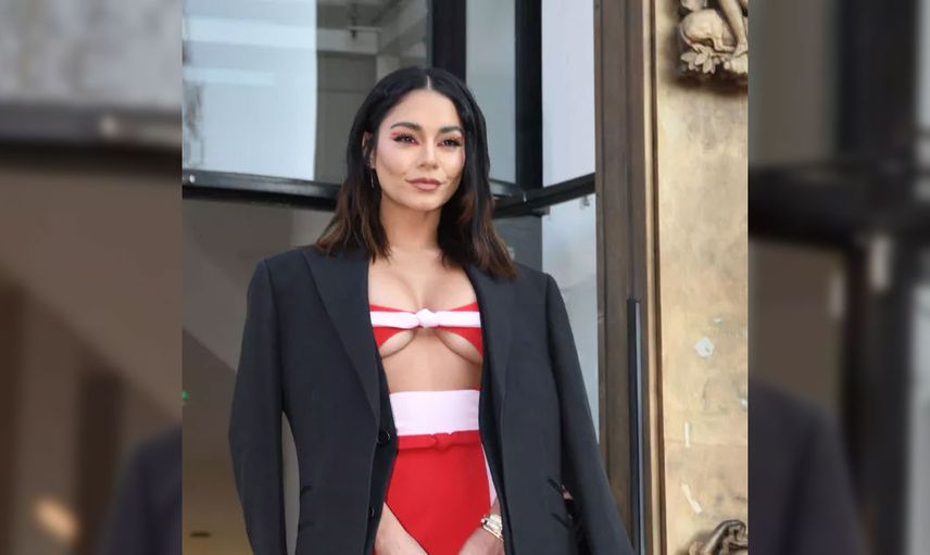 Ünlü yıldız Vanessa Hudgens’ın Paris Moda Haftası’nda giydiği kıyafet dekoltenin sınırlarını zorladı