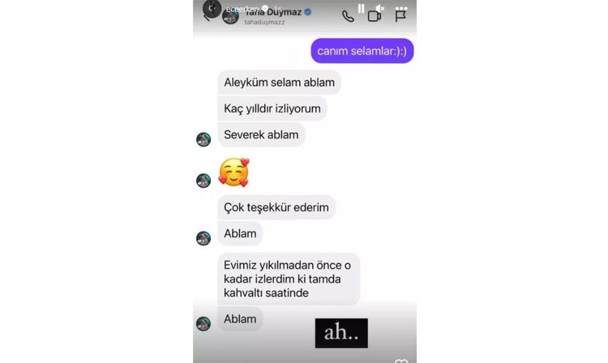 Ece Erken, depremde vefat eden Taha Duymaz'la olan son konuşmasını paylaştı