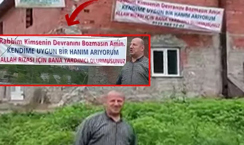 Kısmetini pankart açarak aradı! Rizeli adamın yazdığı yazıyı gören bir kere daha okuyor