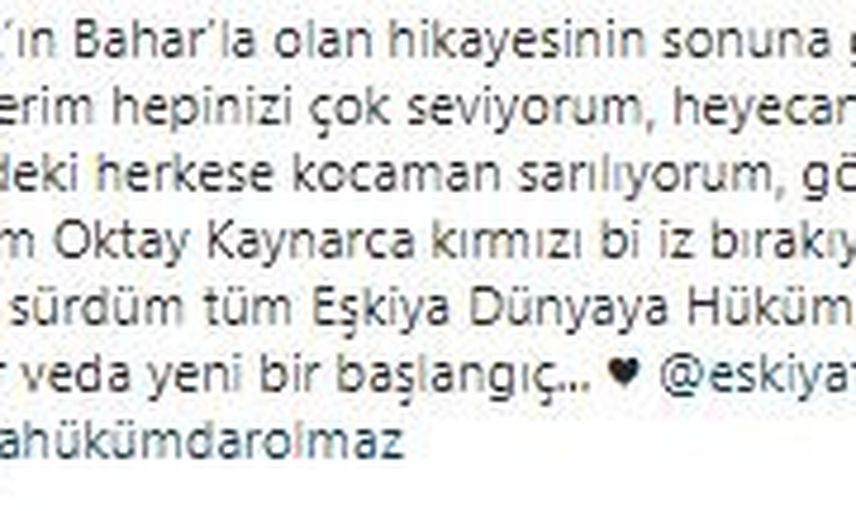 Eşkıya Dünyaya Hükümdar Olmaz'dan Sürpriz Ayrılık! Bahar Karakterini Canlandıran Pelin Akil Diziden Ayrıldı!