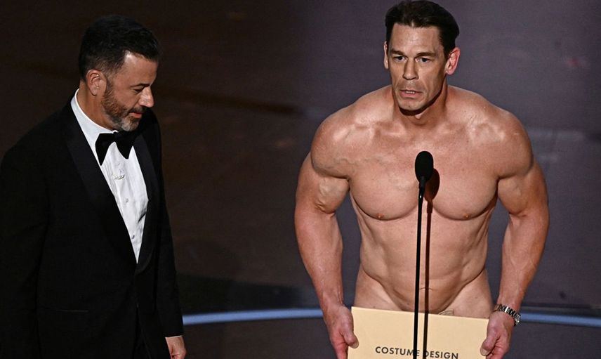 John Cena sahneye çıplak çıktı: Konuşma yapacakken üstüne perde giydirildi!