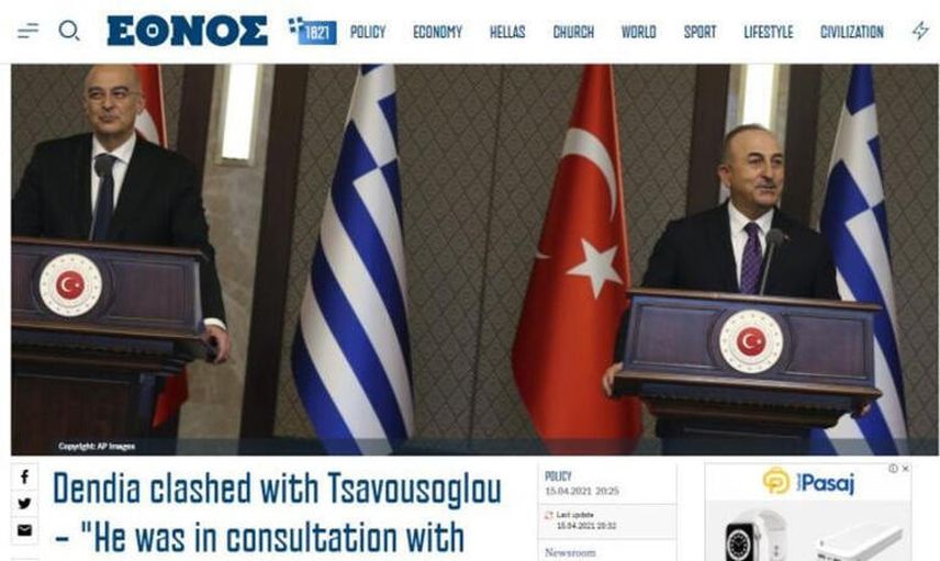 Dışişleri Bakanı Mevlüt Çavuşoğlu ve Yunan Mevkidaşı Nikos Dendias'ı Manşetten Verdiler!