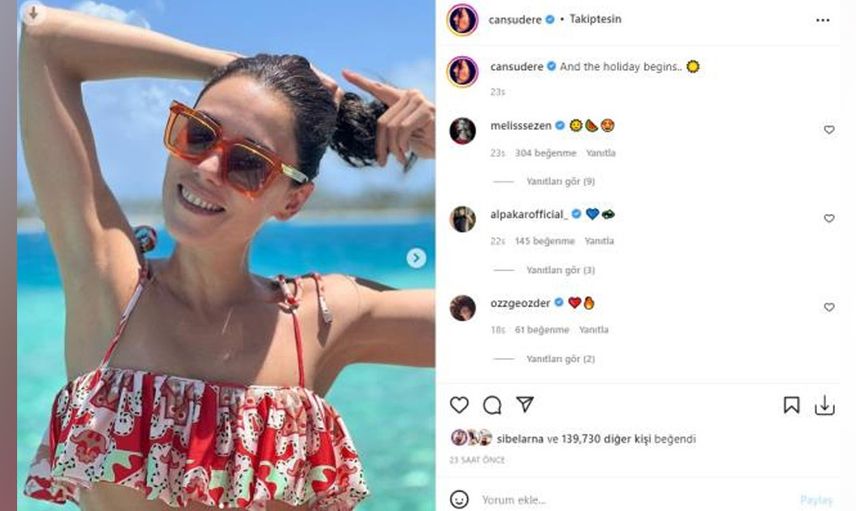 Dizisi final yapınca kendini serin sulara attı! Cansu Dere’nin sere serpe tatil pozları yürekleri hoplattı