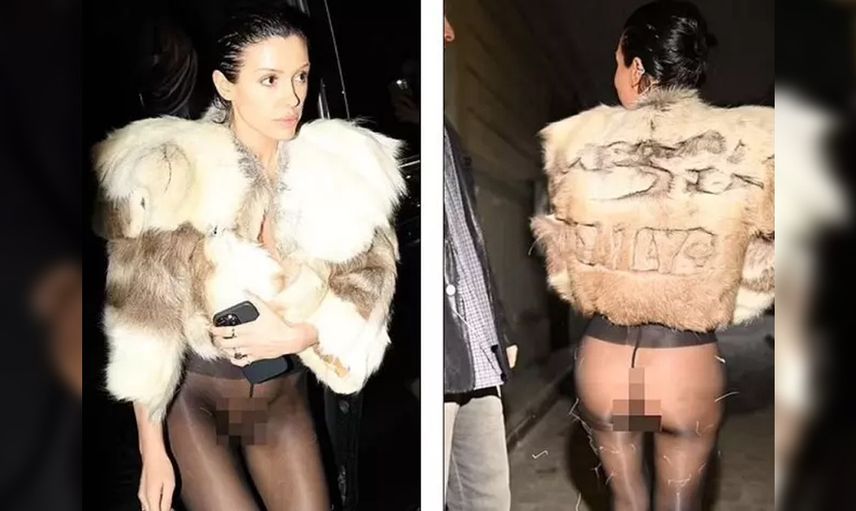 Kanye West'in eşi Bianca Censori sınırları epey zorladı: Şeffaf çorabın altına hiçbir şey giymeden...