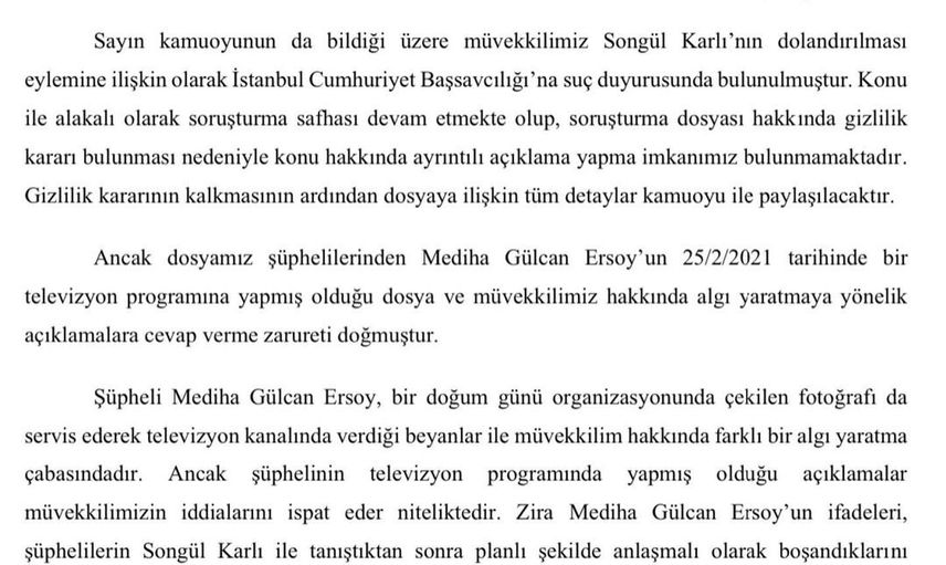 Songül Karlı’dan Mediha Ersoy’a Yanıt