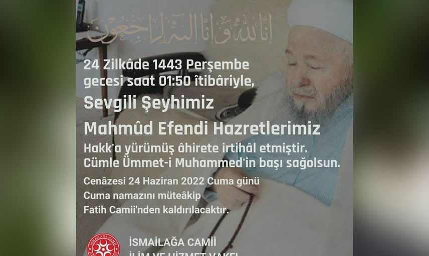 İsmailağa Cemaati'nin lideri olan 93 yaşındaki Mahmut Ustaosmanoğlu vefat etti! Ölümüyle ilgili torunundan ilk açıklama geldi meğerse ölüm nedeni başkaymış