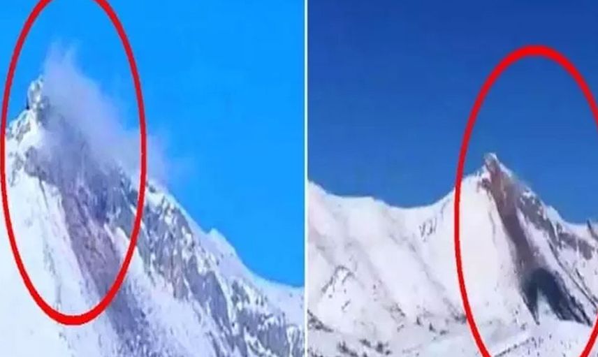 Karla kaplı dağ yanmaya başladı