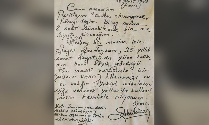 Zeki Müren’in veda mektubu