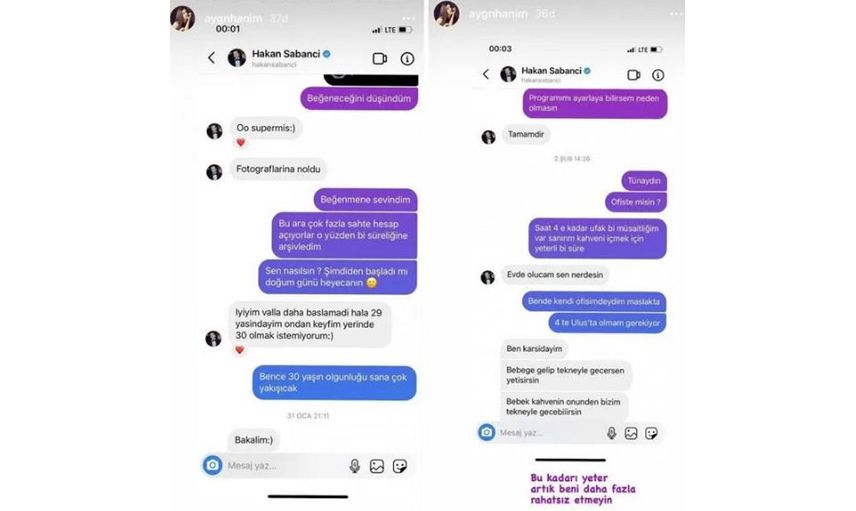 Ünlülerin ifşa olan mesajları