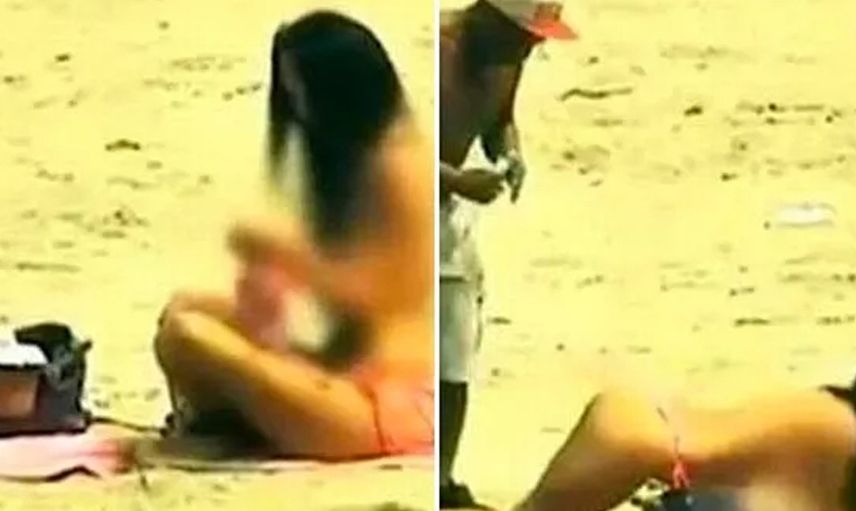 Bikinisini çıkardı