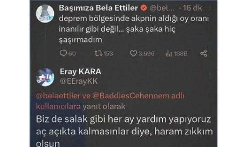 CHP seçmeninden depremzedeler hakkında hakaret içeren paylaşımlar 