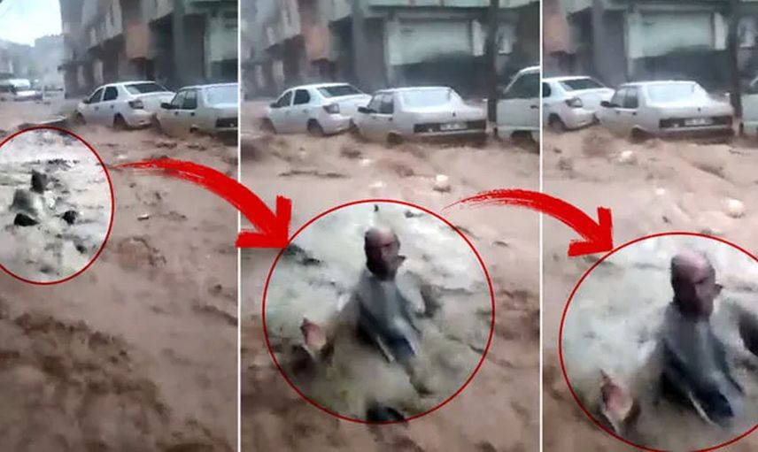 Rezilliğin de böylesi! Sel sularına kapılan adama yardım eli uzatmak yerine videoya çekti