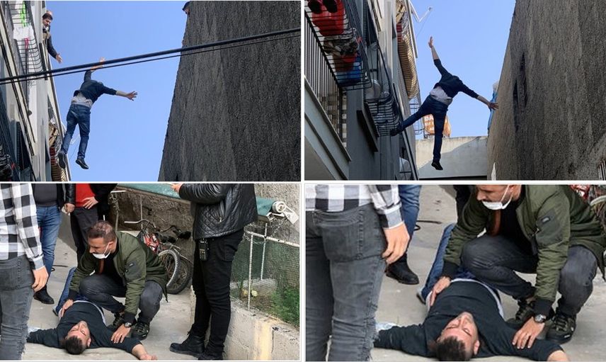 Adana'da Eşine Kızan Adam Komşusunun Üzerine Atladı