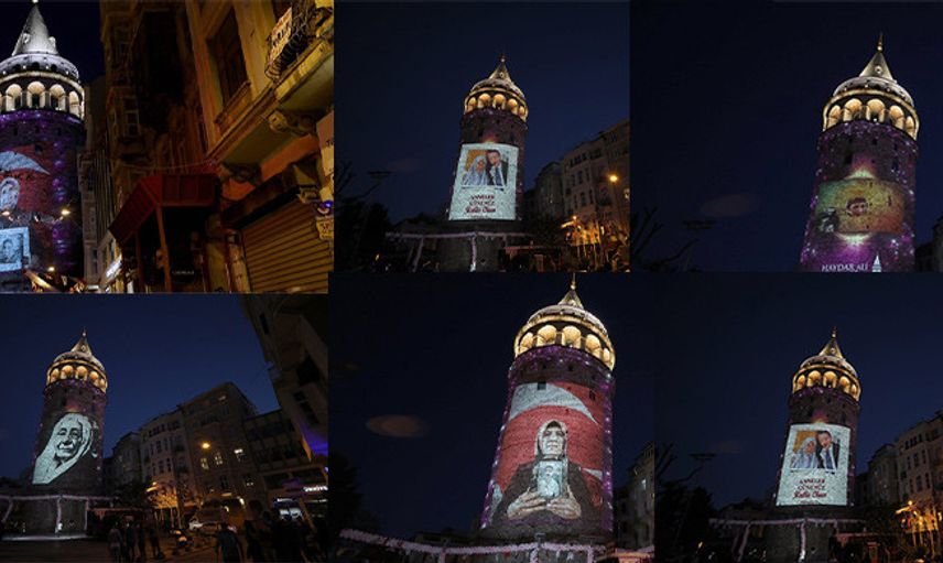 Anneler Günü, Galata Kulesi'ne Yansıtılan Fotoğraflarla Kutlandı