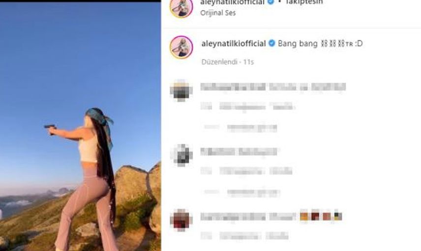 Gündemde kalmak için her şeyi yapmaya devam ediyor! Aleyna Tilki şimdi de eline silah aldı