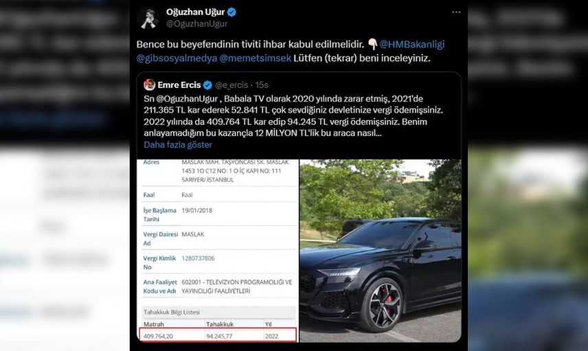 12 milyonluk aracı olay oldu! MASAK incelesin talebine Oğuzhan Uğur'dan ağır cevap: Ağzıma ölük ölük...