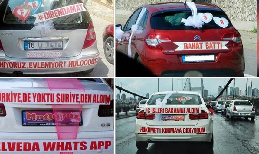 Birbirinden ilginç 20 gelin arabası süslemesi ve yazısı