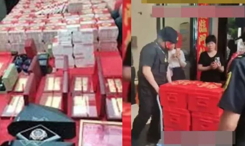 Çin'de bir garip çeyiz geleneği! Onlarca kişi deste deste parayı taşıdı