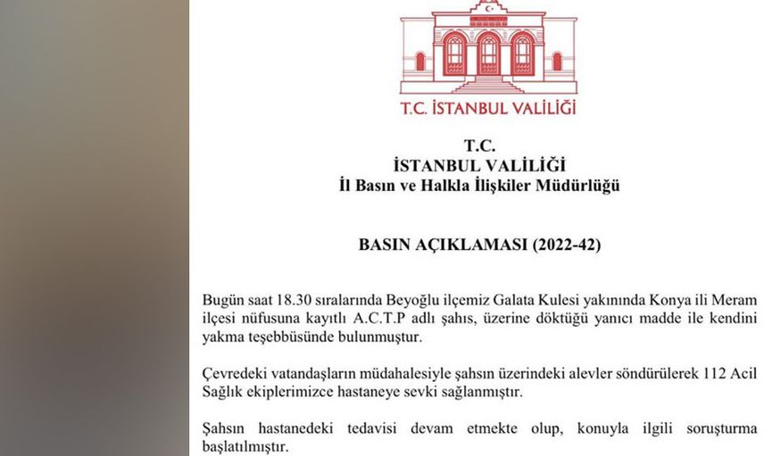İstanbul Galata’da bir adam kendini yaktı! Çevredeki vatandaşlar da selfie çekti