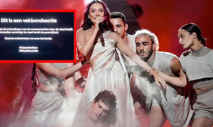 Eurovision'da İsrail'e büyük tepki! Onlar sahnedeyken canlı yayın kesildi, o mesaj paylaşıldı: ''Şimdi ateşkes!''