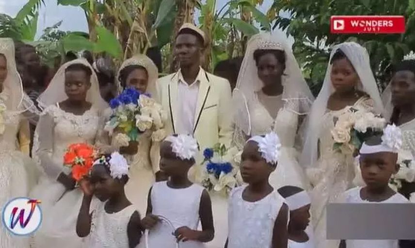 Uganda'da akıllara zarar düğün! 7 kadınla aynı anda dünyaevine girdi